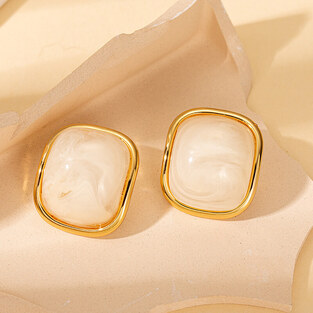 Gold Earrings White Haze