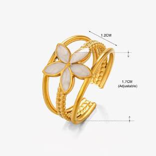 Gold White Flower Ring